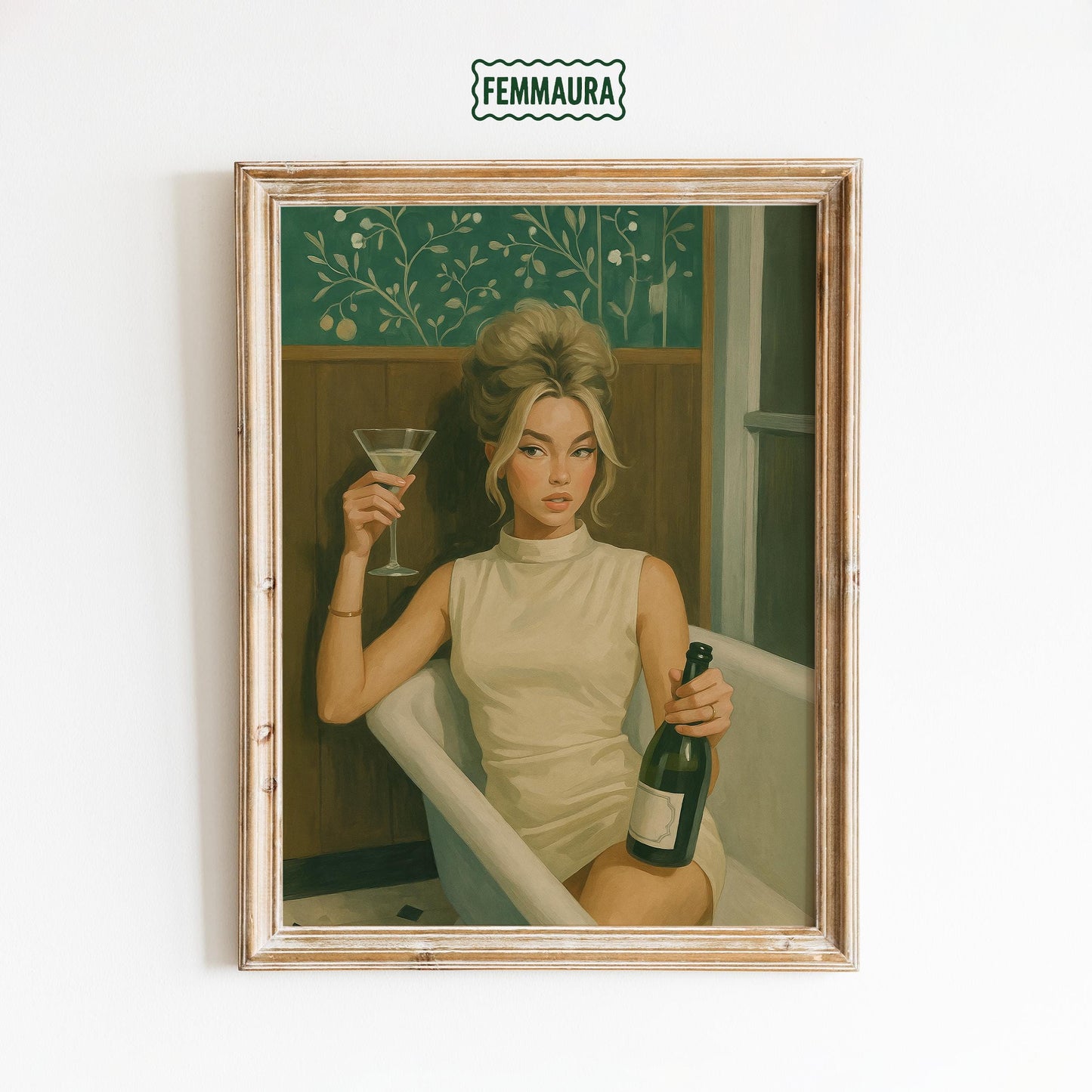 Feminine Art Print – Retro Glam Poster Featuring Elegant Woman Portrait