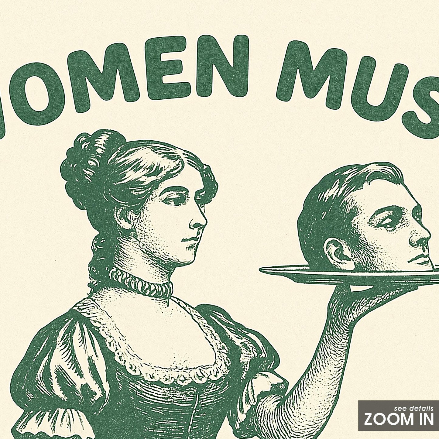 Feminist Irony Poster – Women Must Serve Men Parody Print, Vintage Feminism Art