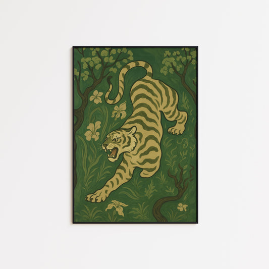 Vintage Tiger Wall Art – Jungle Print With Bold Animal & Nature Decor