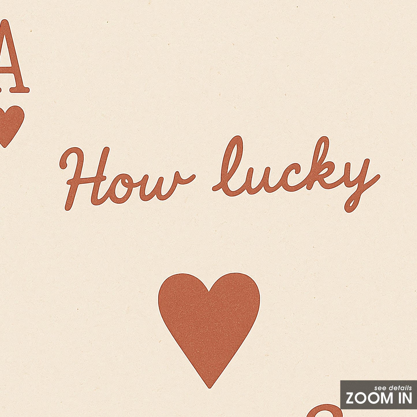 How Lucky Are We Poster – Vintage Brown Playing Card Wall Art for Couples