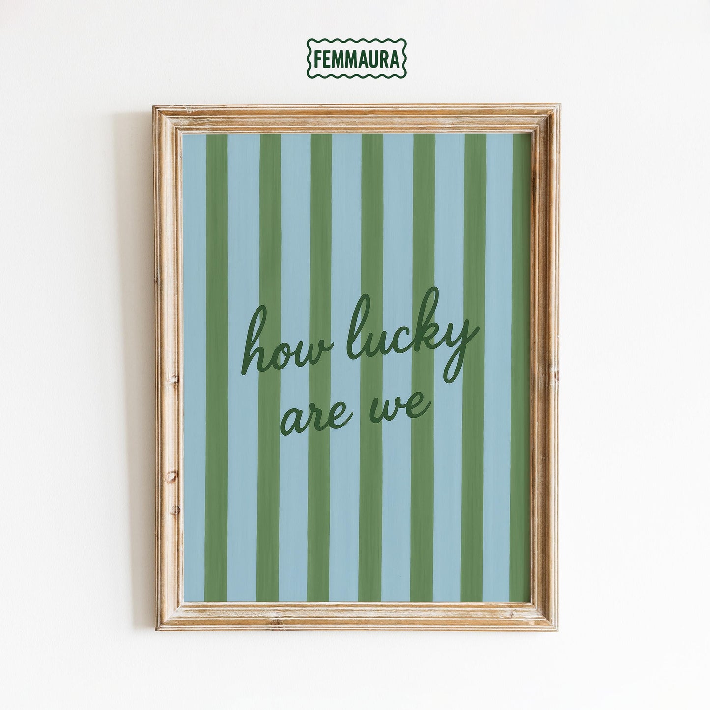 Romantic Quote Poster – Green Striped Print With Elegant Script | Minimalist Romance Decor