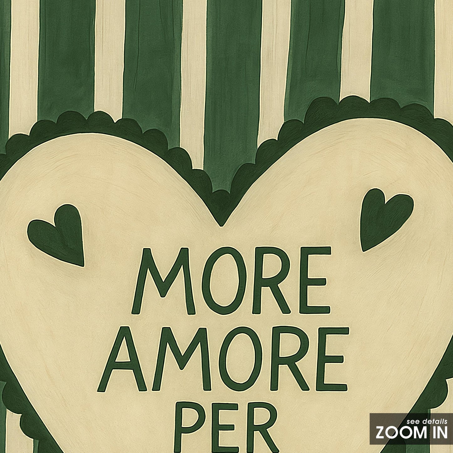 Italian Love Poster – Romantic Wall Art With Amore Quote & Green Stripes