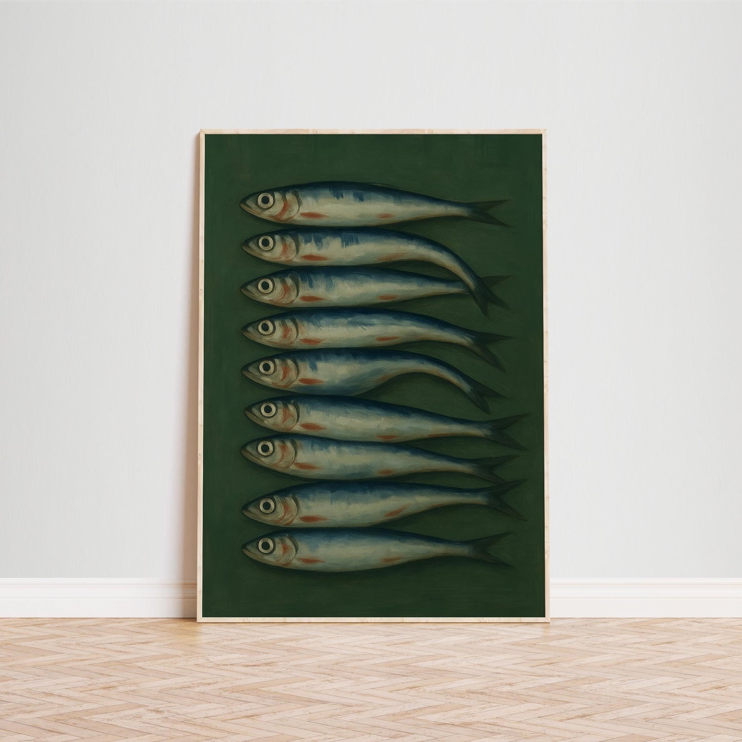 Dark Sardine Poster – Rustic Coastal Kitchen Print | Nautical Wall Decor