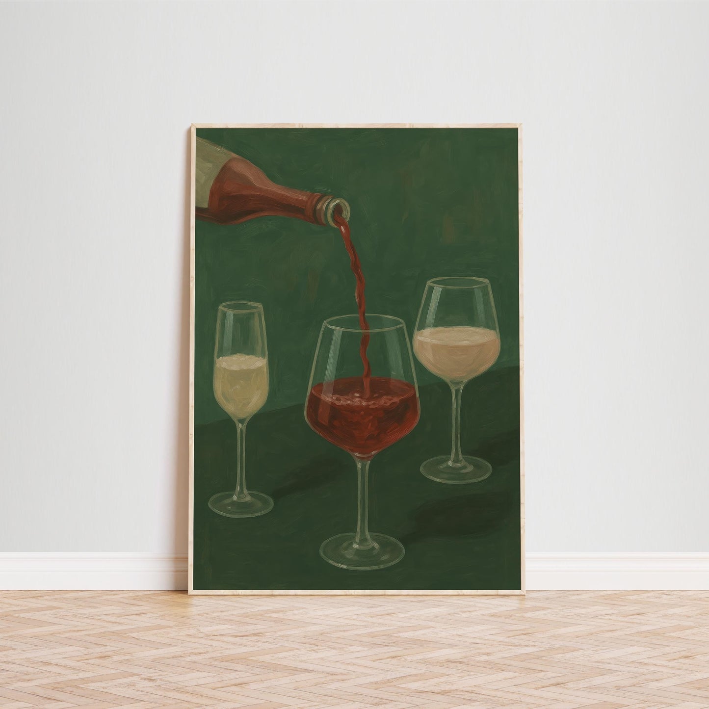 Wine Pouring Art Print – Elegant Bar Poster | Dining Room Wall Art, Red Wine Design