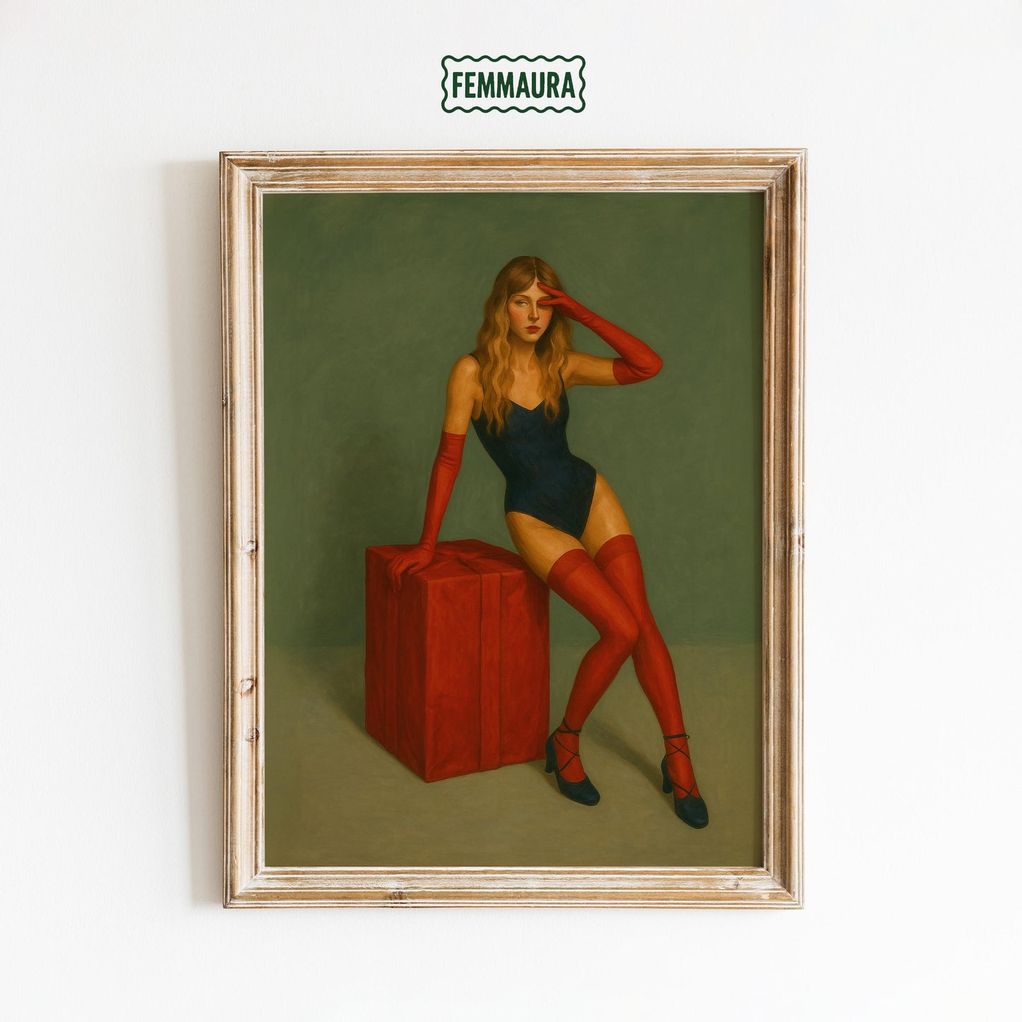 Retro Femme Fatale Poster – Red Glove Artwork | Stylish Xmas Gift & Holiday Wall Print