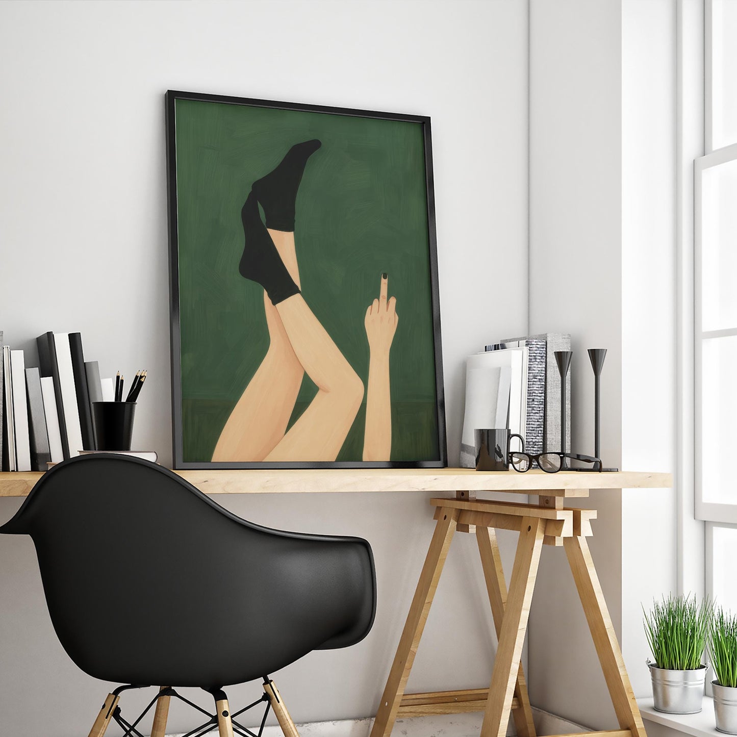 Middle Finger Poster – Bold Feminine Attitude Retro Wall Art Print