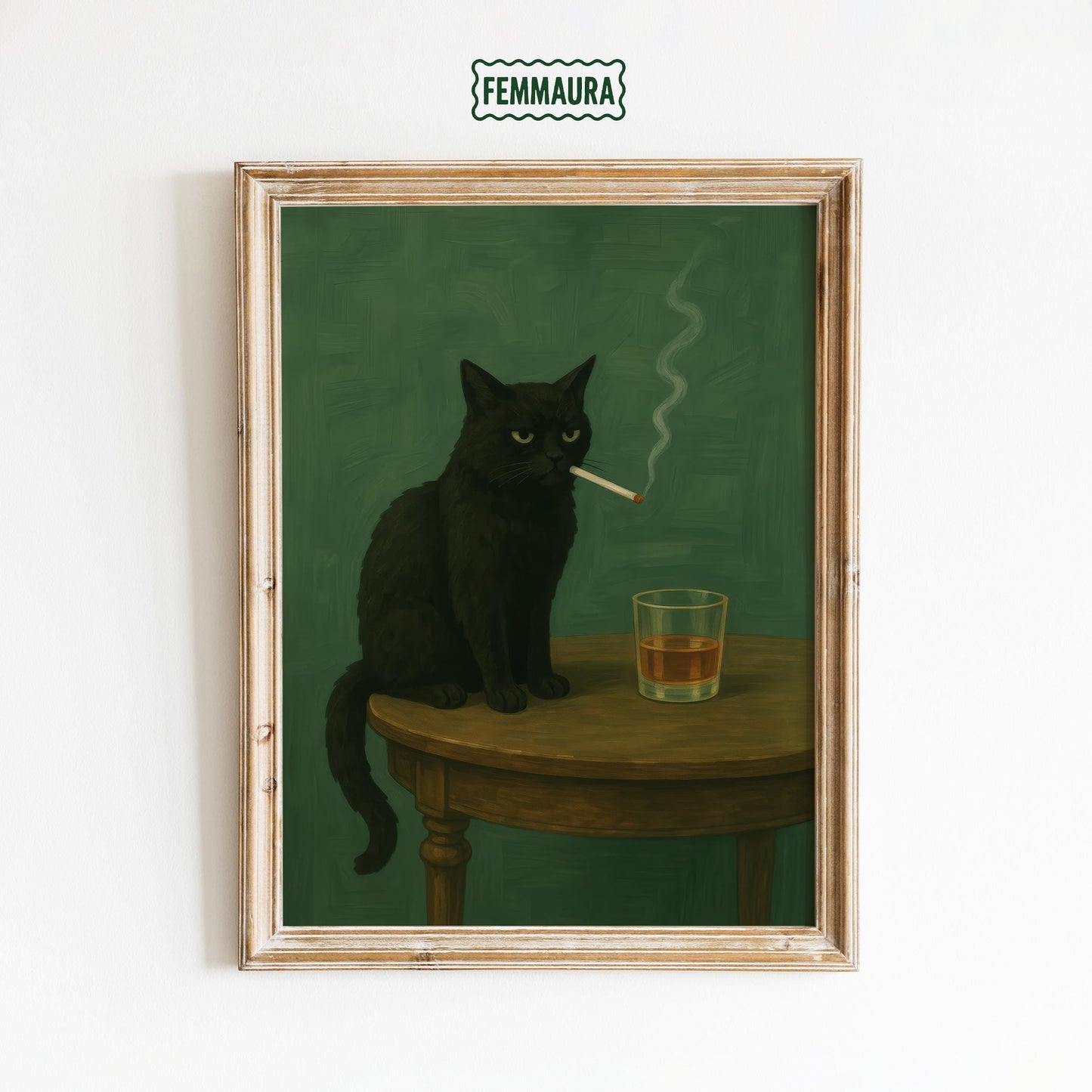 Moody Black Cat Poster – Dark Humor Wall Art | Whiskey Lover Gift Print