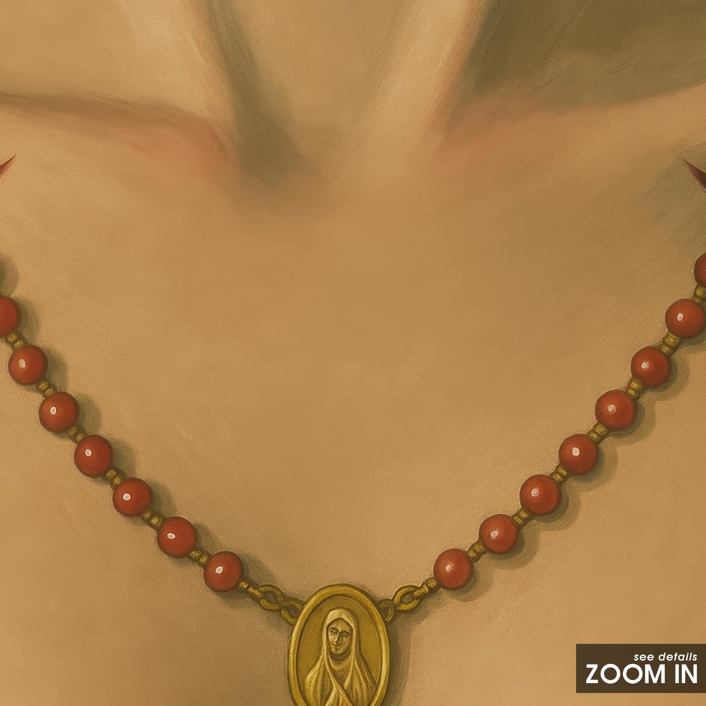 Provocative Religious Art – Rosary Art Print with Gold Crucifix and Sensual Gothic Imagery