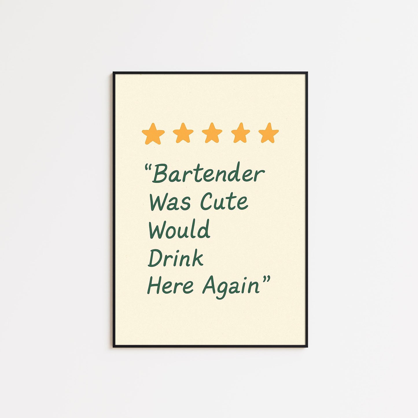 Funny Bartender Review Art Print – Retro Bar Wall Decor