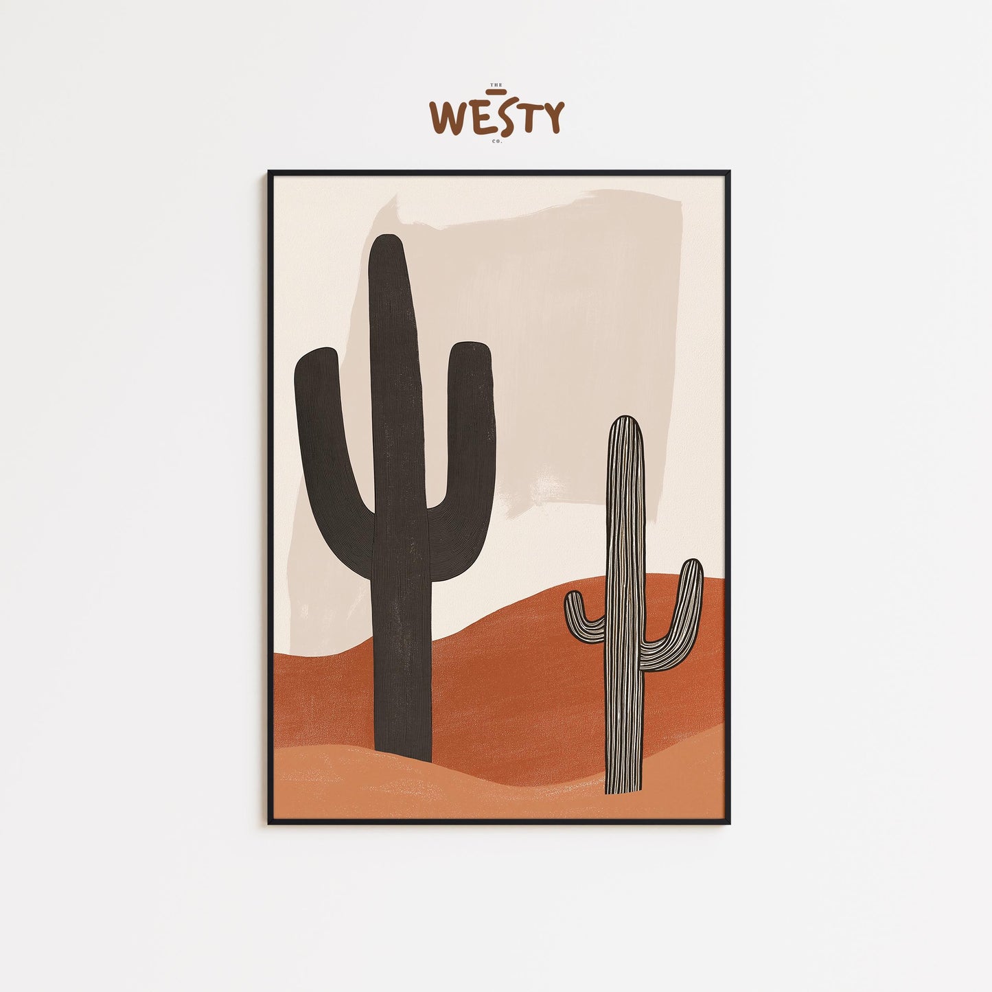 Minimal Saguaro Cactus Art – Desert Earth Tones Poster