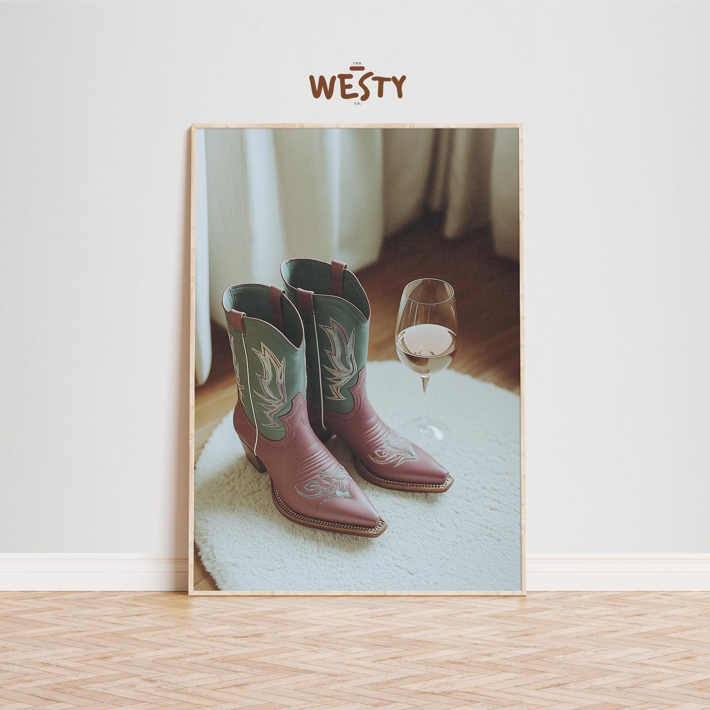 Cowgirl Boots & Wine – Western Feminine Still Life Print