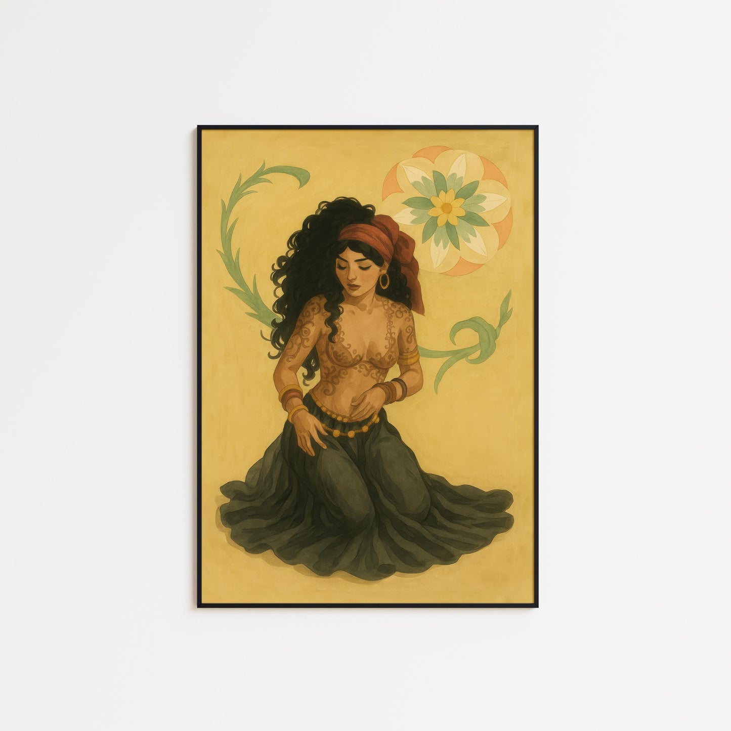 Bohemian Wall Art – Mystical Feminine Gypsy Woman Poster | Vintage Earth Tone Print