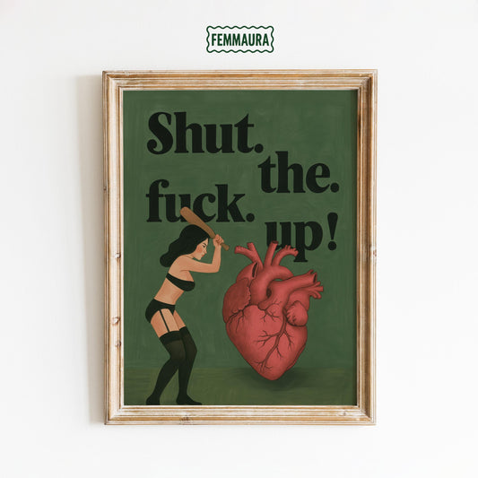 Dark Humor Wall Art – Bold Retro Woman & Vintage Inspired Poster – Edgy Illustration