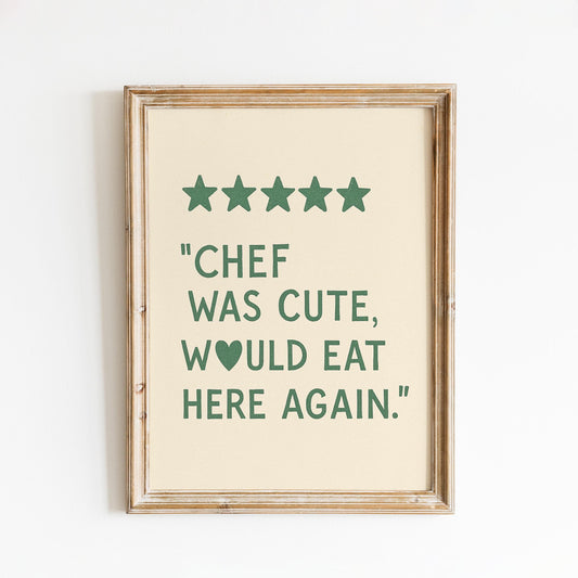 Funny Kitchen Print: Chef Review Wall Art