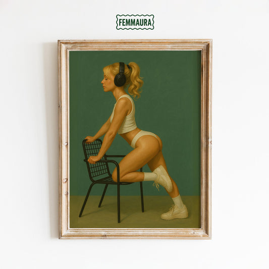 Vintage Retro Poster – Girl With Headphones Retro Fitness Wall Art