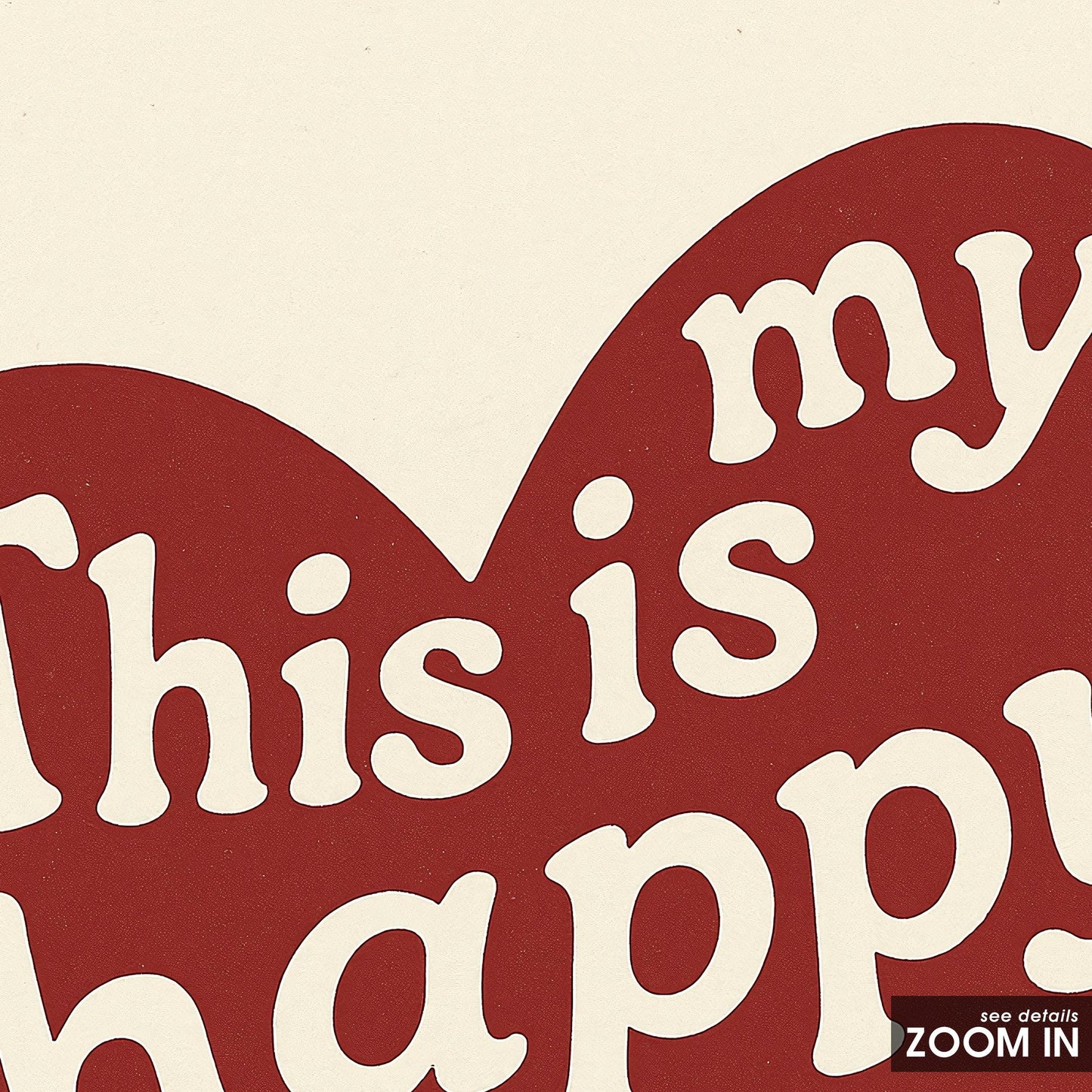 This Is My Happy Place Poster – Retro Heart Typography Print, Minimalist Wall Art