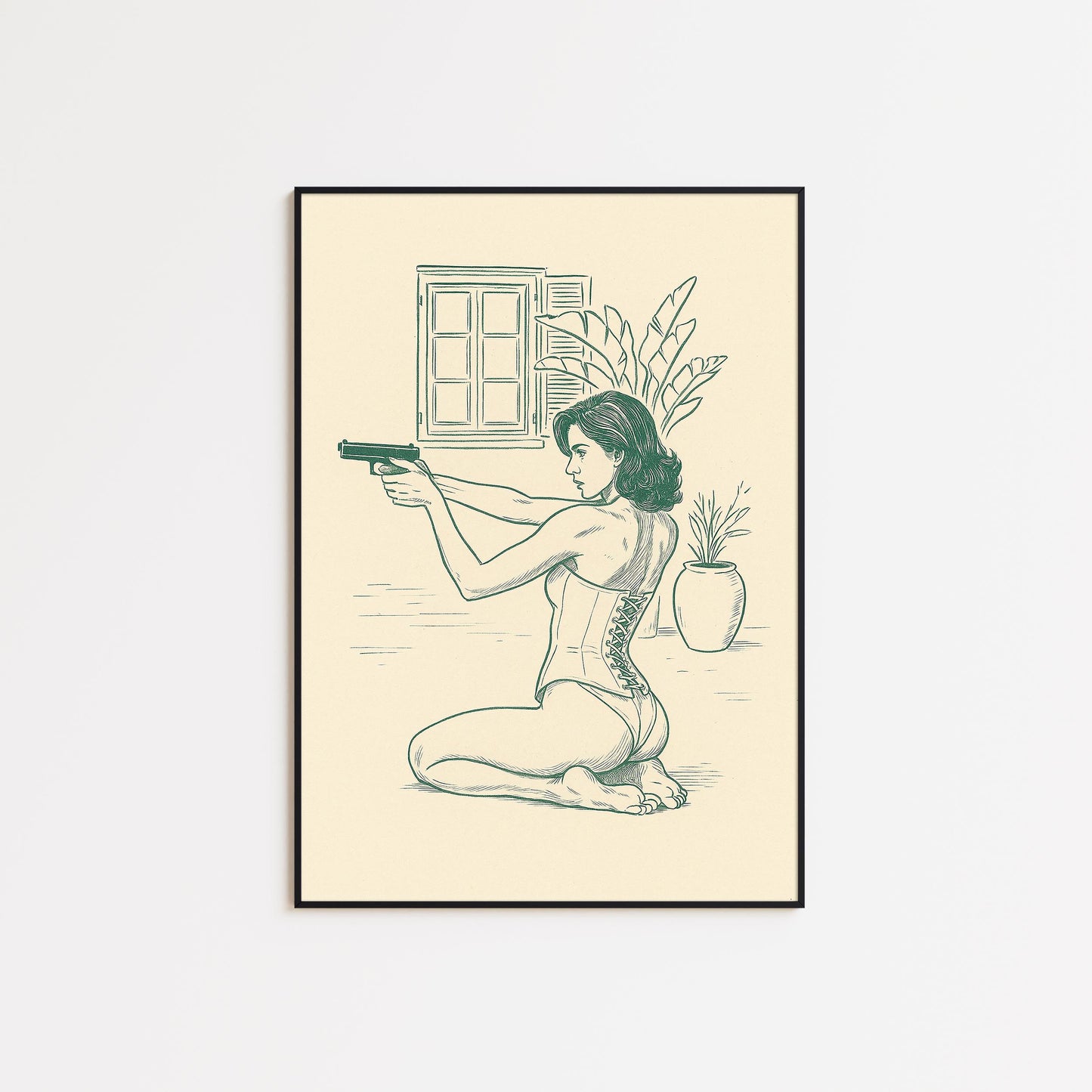 Poised Femme Poster – Minimal Line Art Woman Print, Femmaura Bold Series