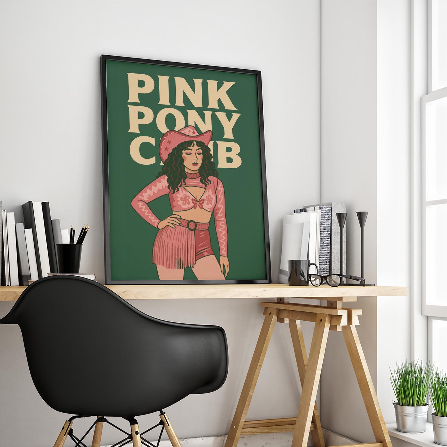 Queer Cowgirl Art Print – Pink Pony Club Retro Western Girl Poster