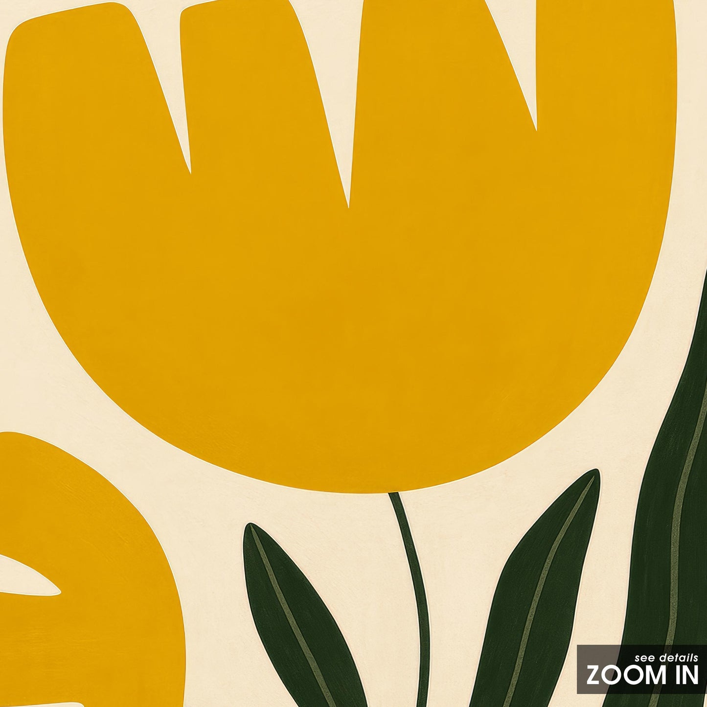 Retro Tulip Wall Art – Minimalist Floral Poster | Mustard Green Decor, Midcentury Flower Print
