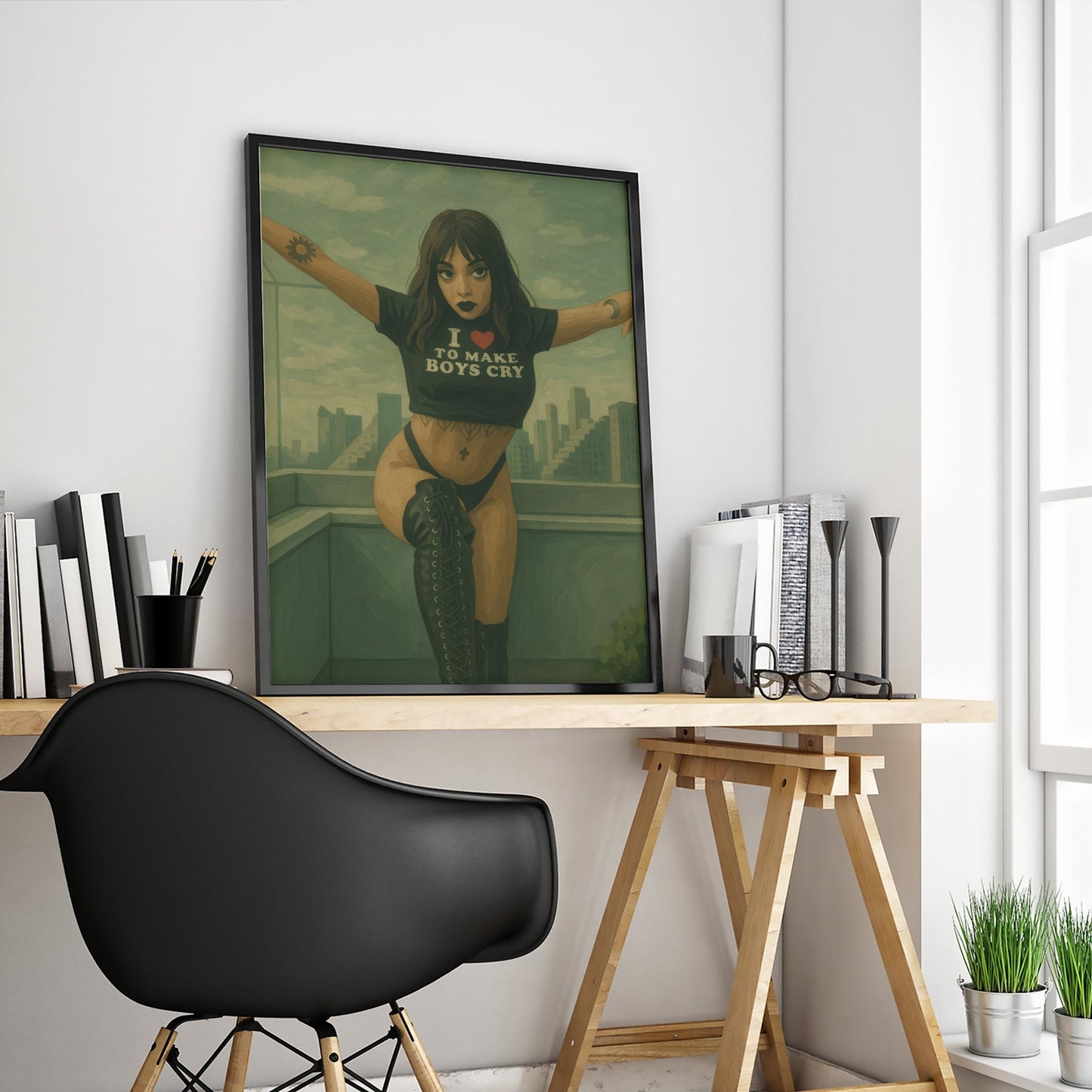 Bold Retro Woman Art – Urban Wall Decor | Statement Poster with Edgy Street Style