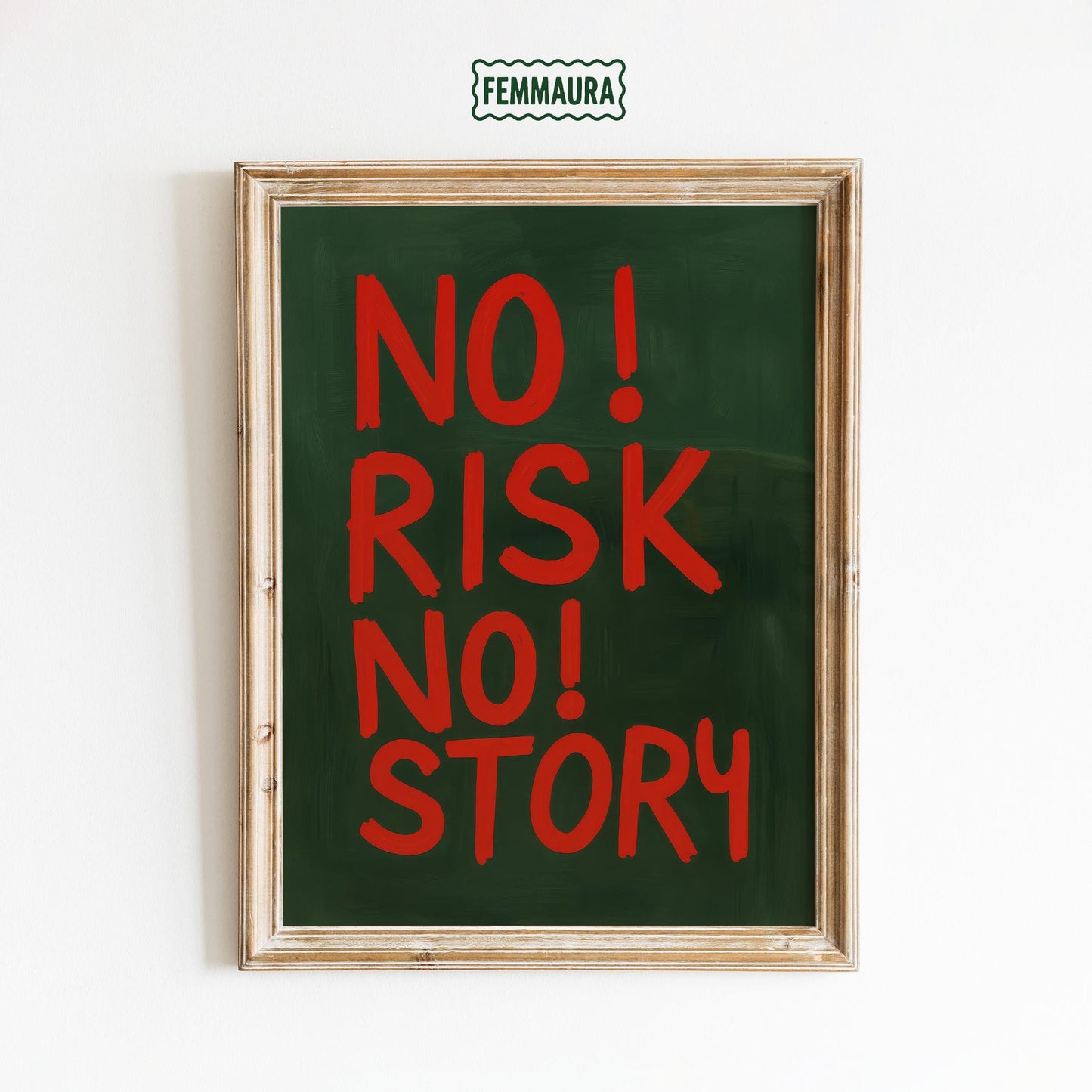 Bold Retro Poster – No Risk No Story Typography Wall Art, Motivational Print