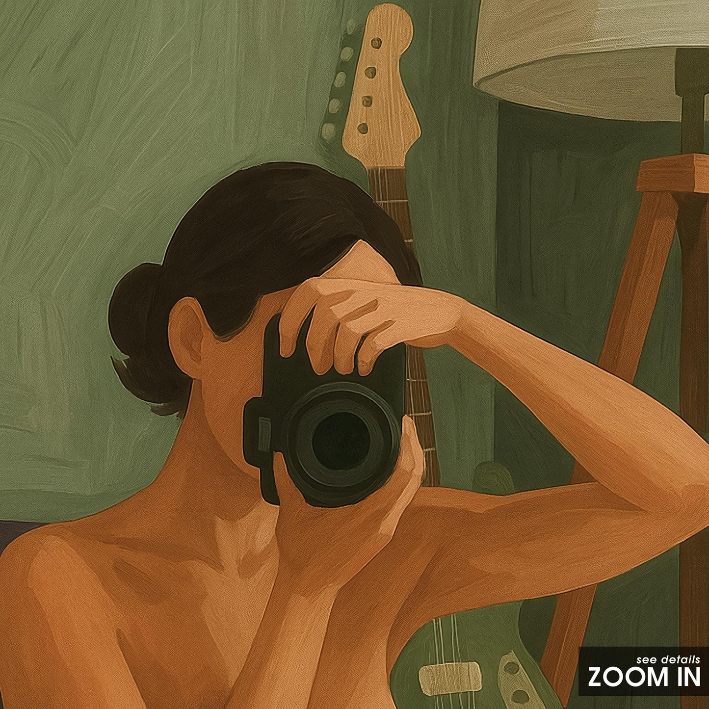 Feminine Wall Art – Self Portrait Poster With Moody Green Tones | Elegant Bedroom Decor