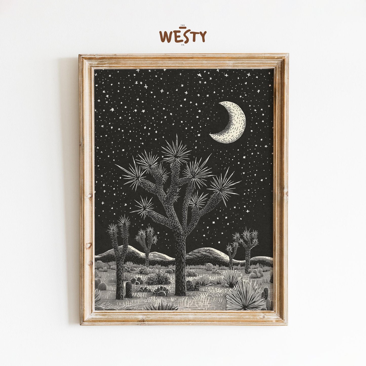 Crescent Moon Desert Print – Western Joshua Tree Poster