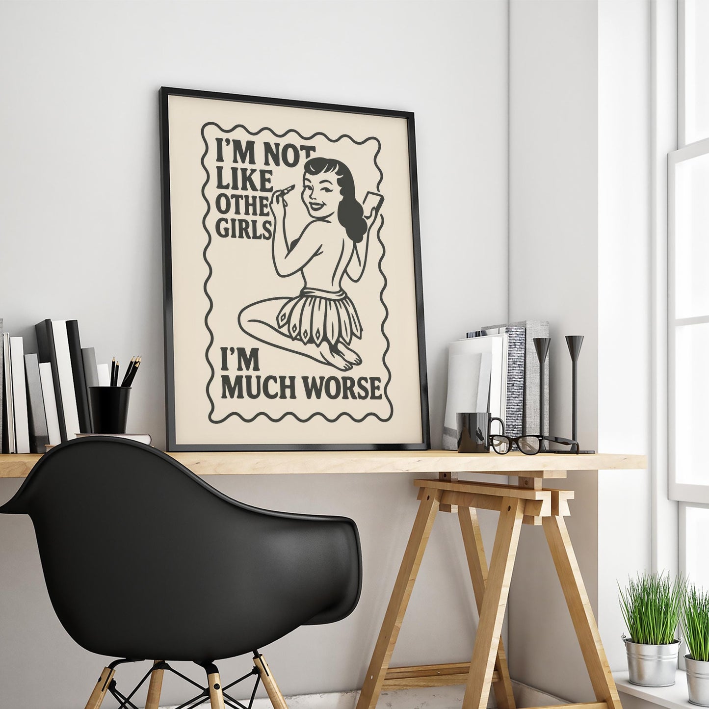 Funny Feminist Poster – Retro Quote Poster With Bold Femme Wall Art Print