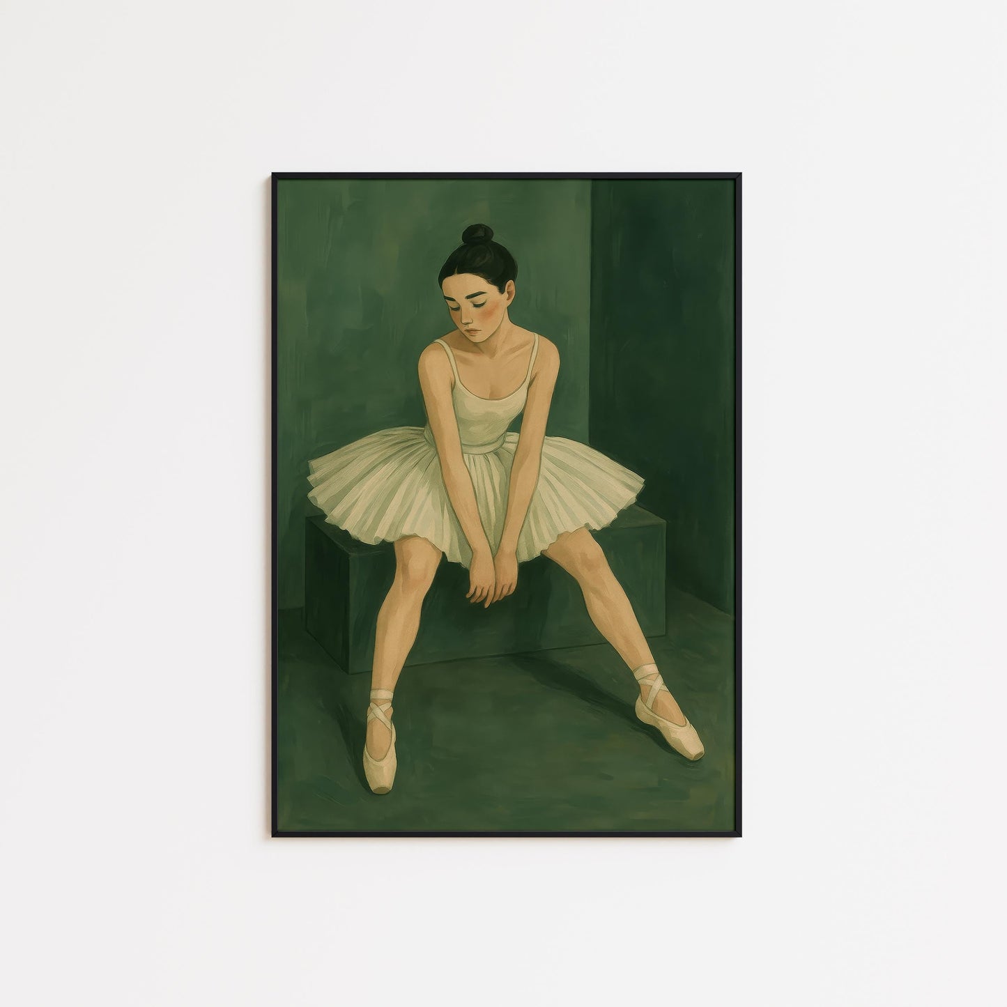 Ballet Dancer Wall Art – Graceful Ballerina Illustration | Elegant White Tutu Painting