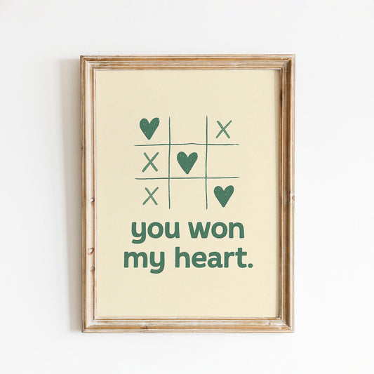 You Won My Heart Poster – Minimalist Love Print, Romantic Quote Wall Art