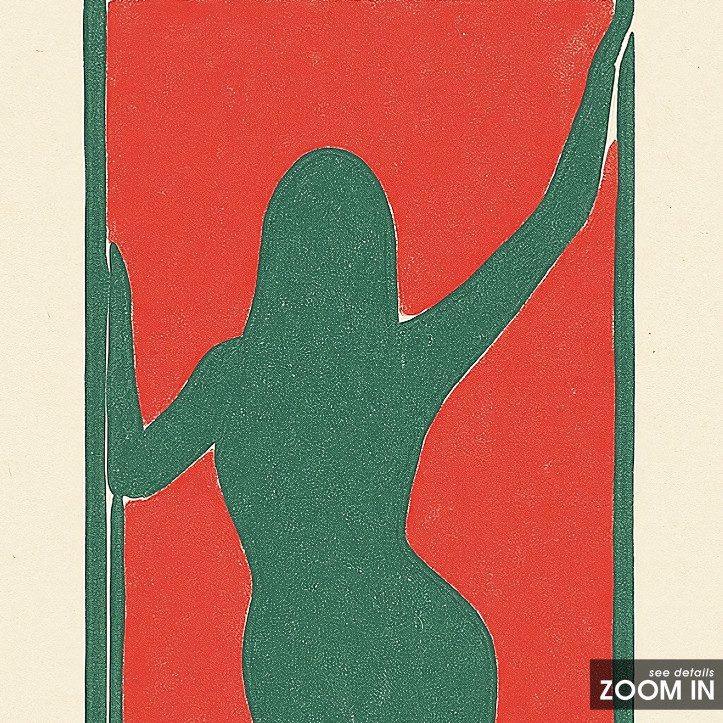Minimal Female Silhouette Poster – Bold Abstract Wall Art, Red & Green Modern Print
