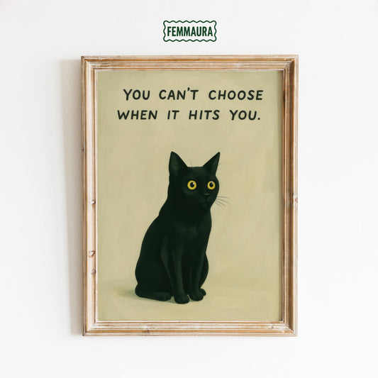 Minimalist Black Cat Poster – Emotional Quote Art | Cozy Scandinavian Wall Decor