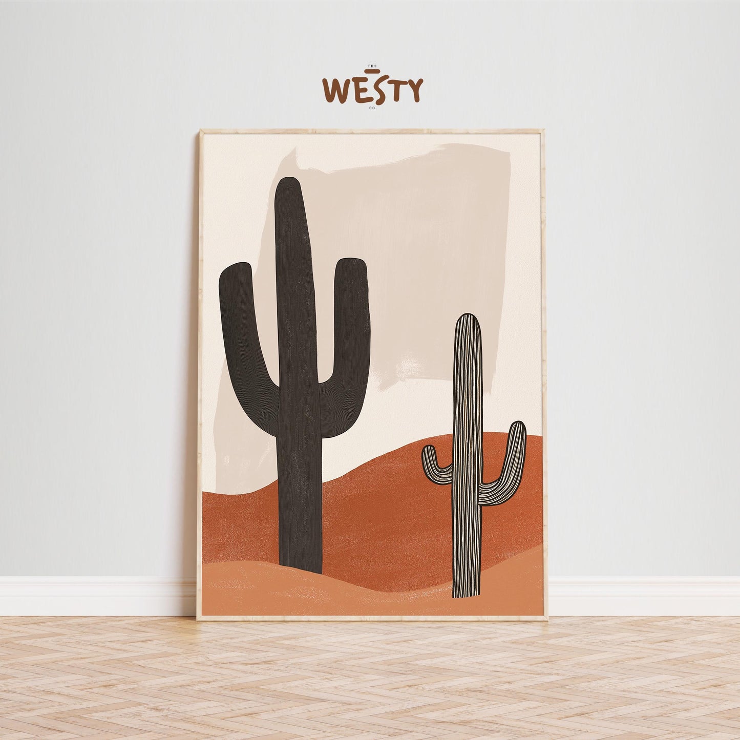 Minimal Saguaro Cactus Art – Desert Earth Tones Poster
