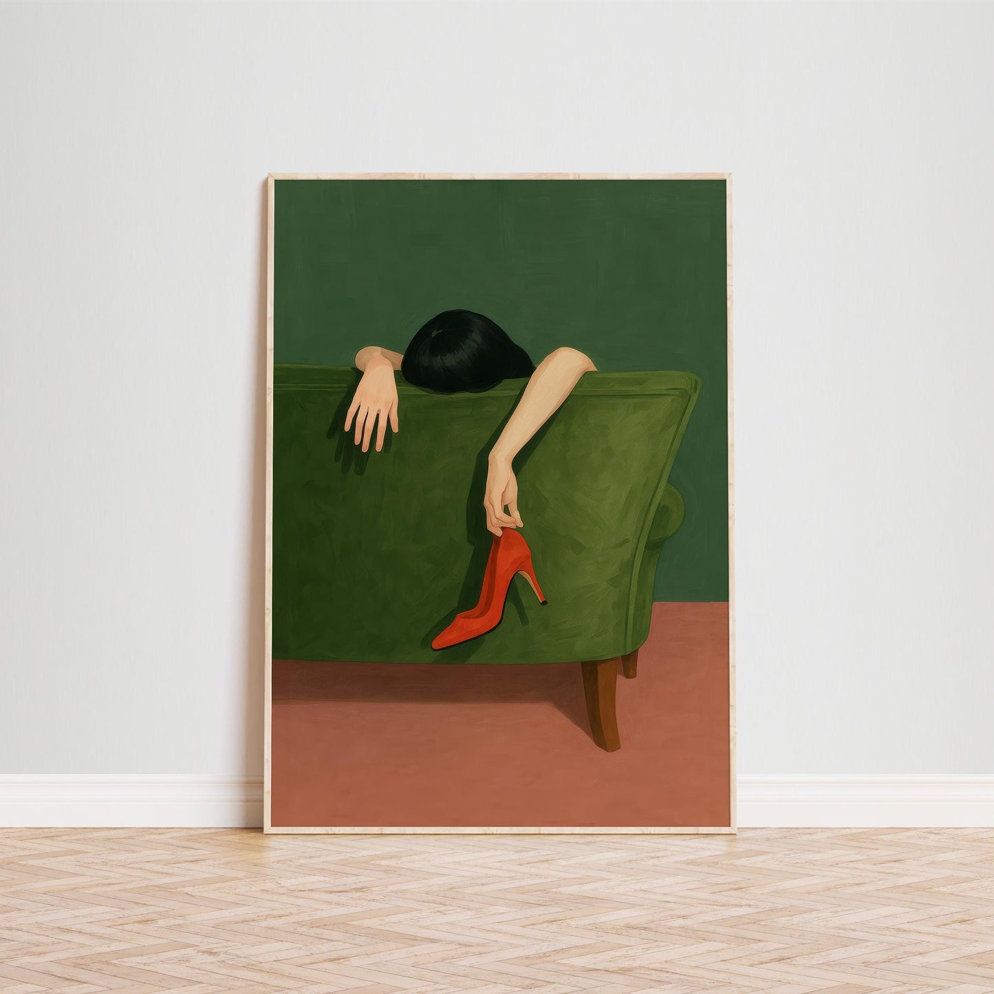 Minimal Femme Fatale Art – Red Heel Artwork | Stylish Boudoir Wall Decor Print