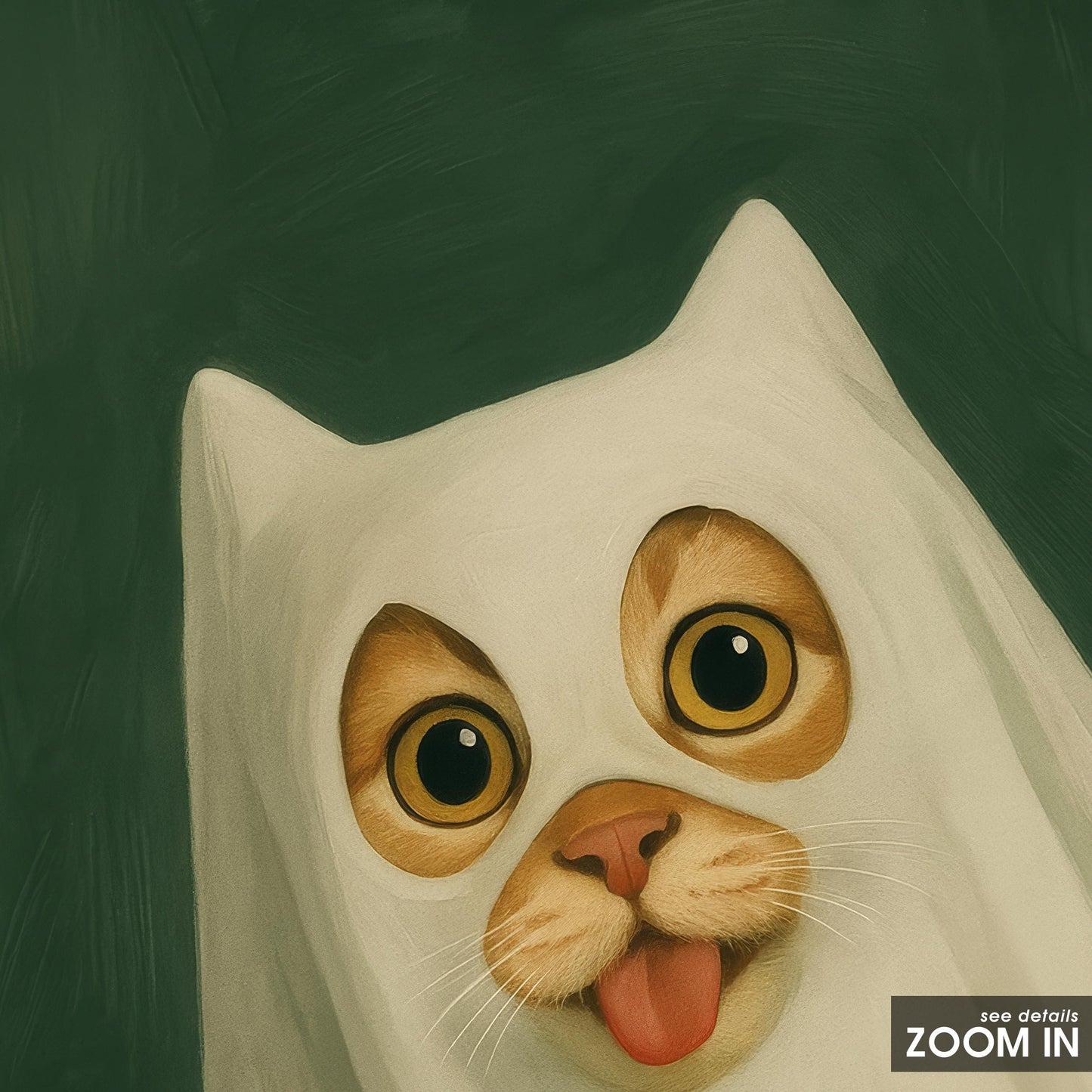 Ghost Cat Wall Art – Cute Spooky Poster | Halloween Cat Poster Decor