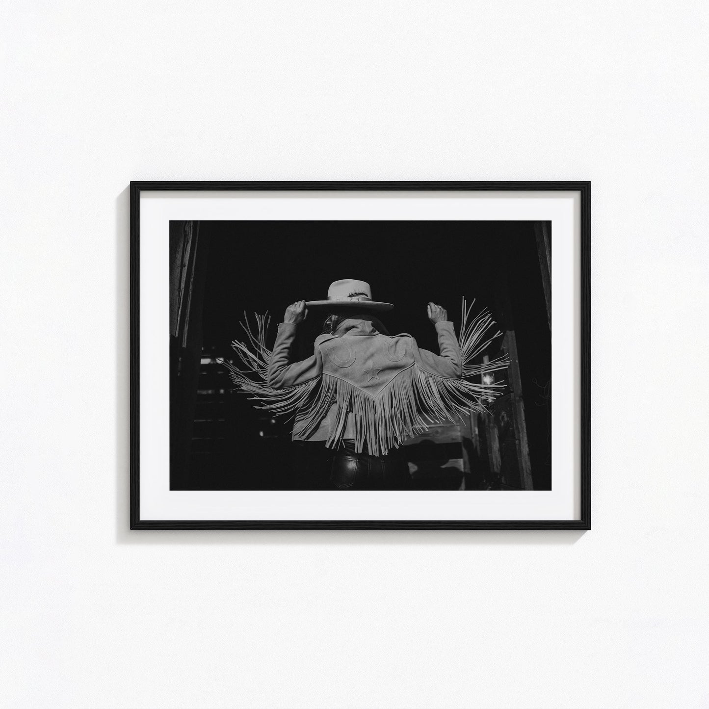 Fringe Cowboy Jacket Poster – Black and White Western Wall Art for Rustic Interiors