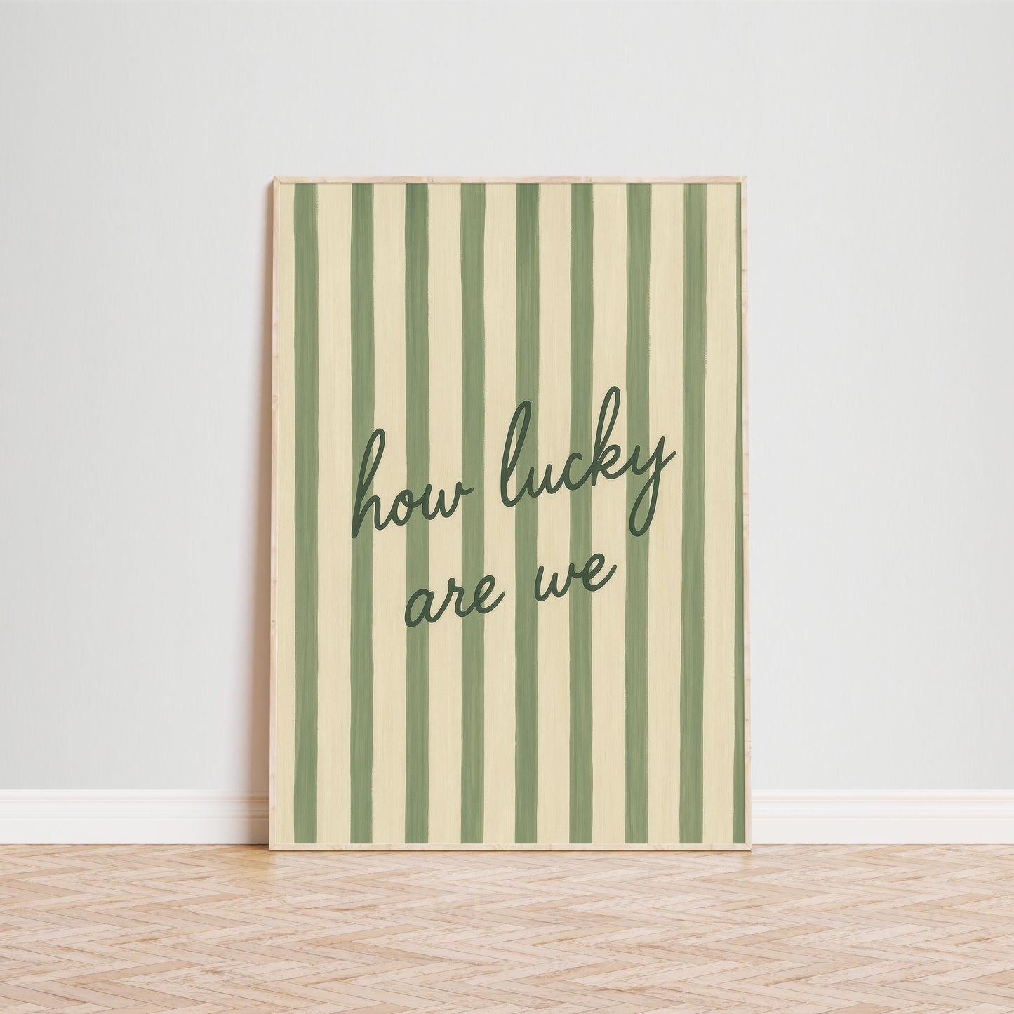 Romantic Quote Poster – Green Striped Print With Elegant Script Art