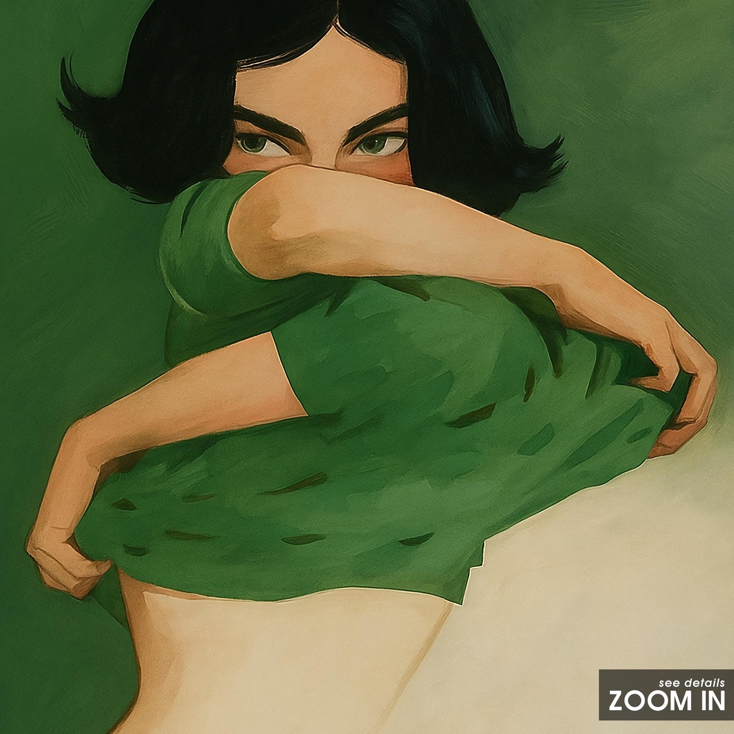 Feminine Art Print – Bold Green Minimalist Poster | Sensual Wall Art