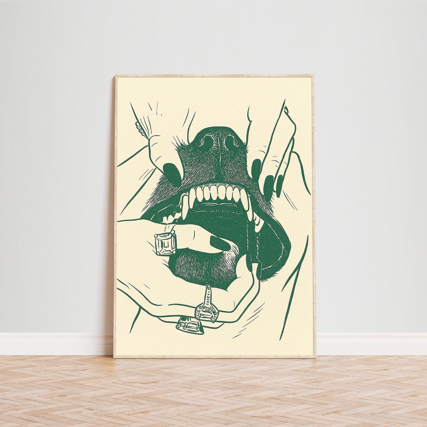 Fierce Canine Poster – Gothic Line Art Dog Print, Femmaura Bold Series