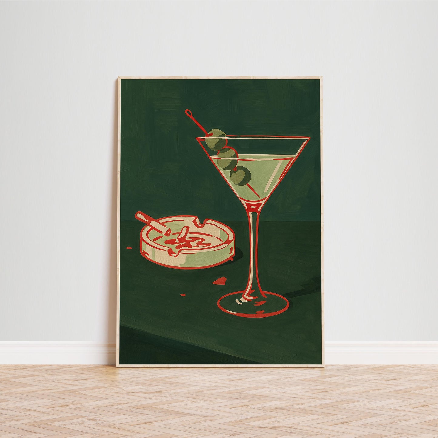 Martini Cocktail Poster – Retro Bar Art | Vintage Martini Glass Illustration