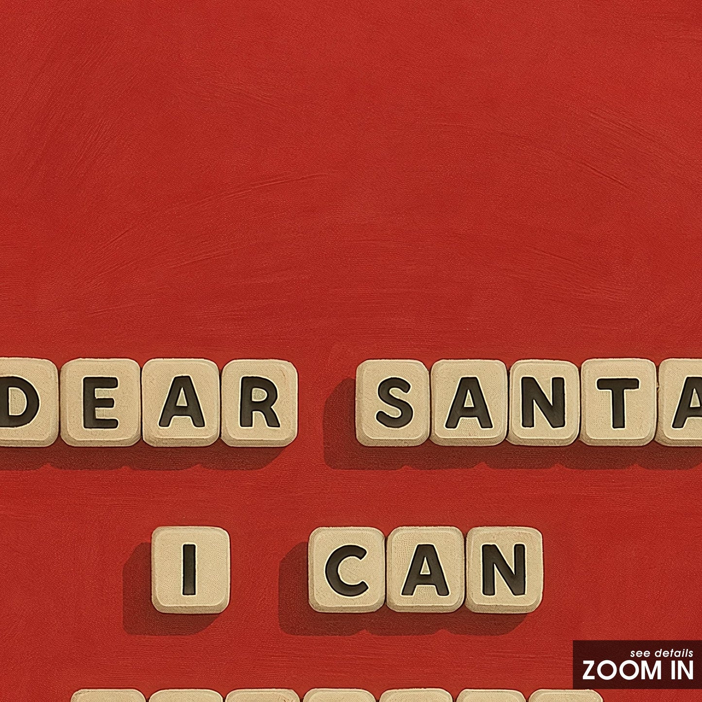 Funny Christmas Wall Art – Dear Santa Print With Witty Holiday Message & Red Festive Decor