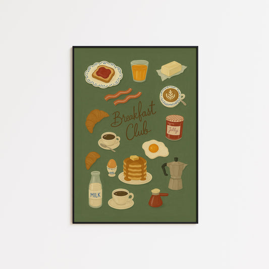 Cozy Kitchen Poster – Vintage Breakfast Wall Art With Pancakes & Coffee
