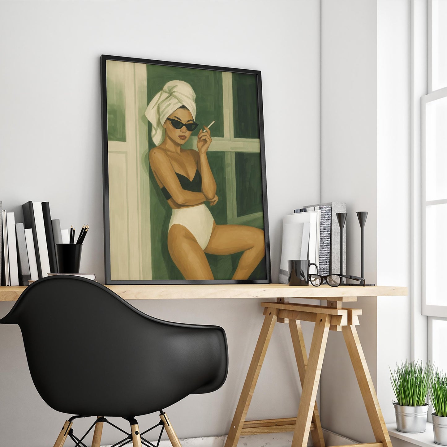 Retro Glamour Poster – Feminine Wall Art | Stylish Black and White Print