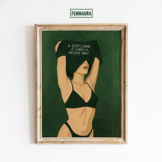 Gentleman Wolf Art – Retro Woman Print | Sexy Quote & Bold Wall Decor