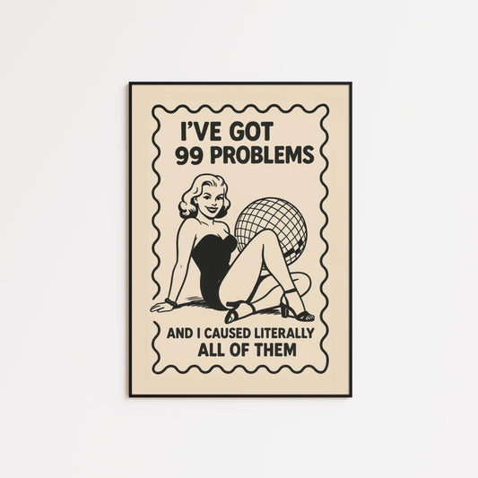 Retro Pin-Up Poster – Chaotic Femme Decor | Funny Quote Print Wall Art