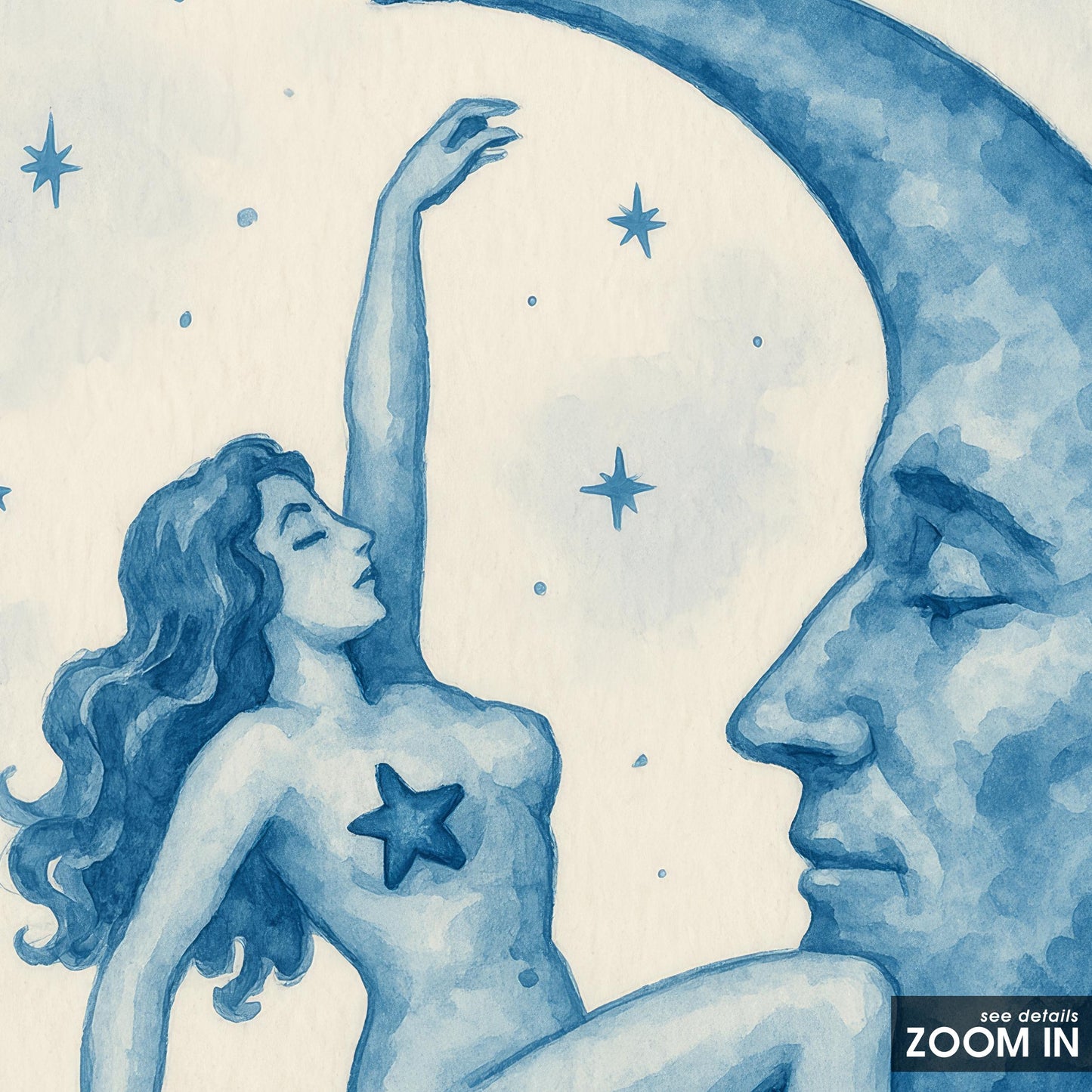 Moon Goddess Poster – Celestial Wall Print | Mystical Feminine Nude Art