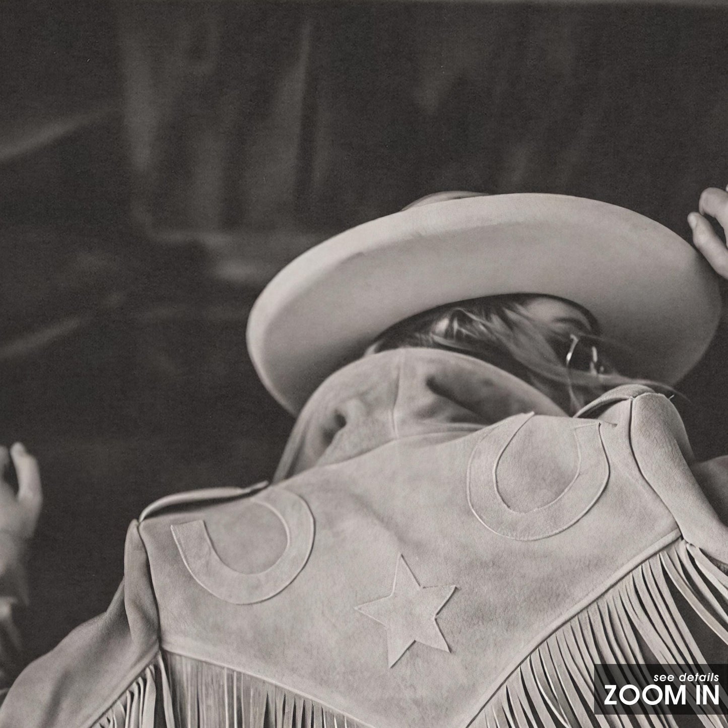 Western Fringe Star Jacket Poster – Monochrome Cowgirl Wall Art for Bold Rustic Interiors