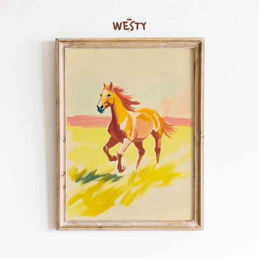 Wild Mustard Horse – Western Abstract Equine Poster