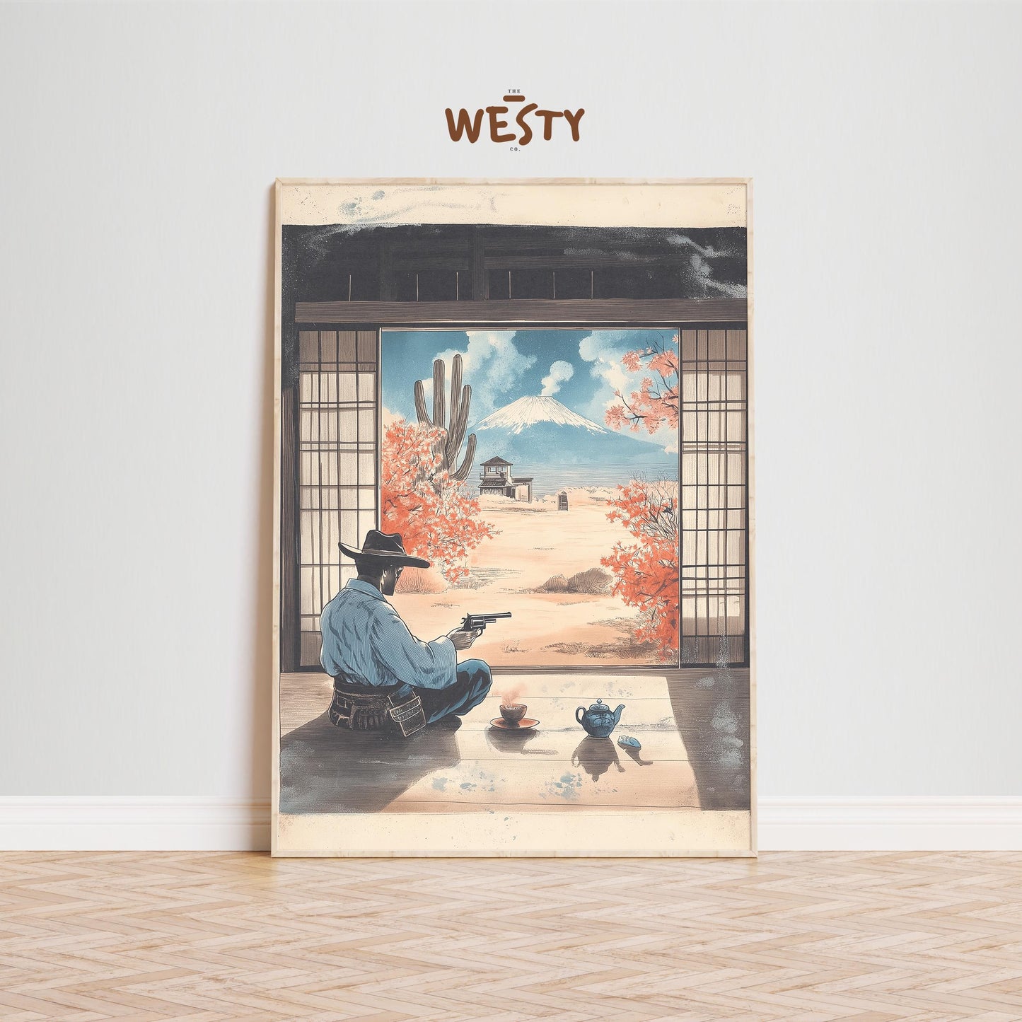 Gunslinger Zen Poster – East-West Cowboy Tea Ceremony Print