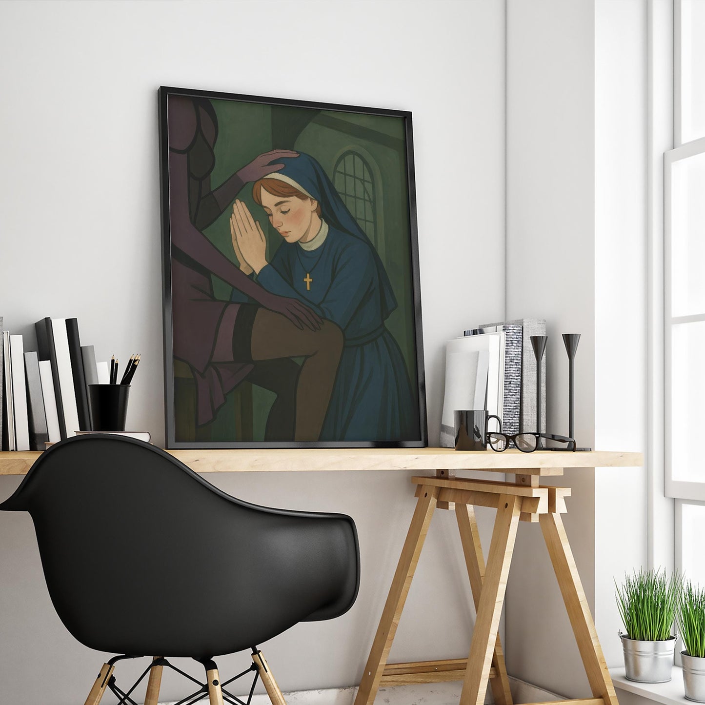 Provocative Gothic Art – Nun Femme Fatale Print | Moody Alternative Wall Decor